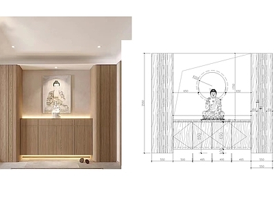 佛龛柜佛堂立面图 施工图