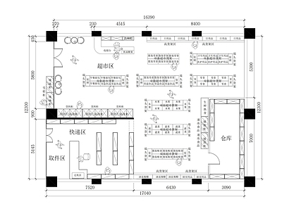 百货超市平面布局图 施工图