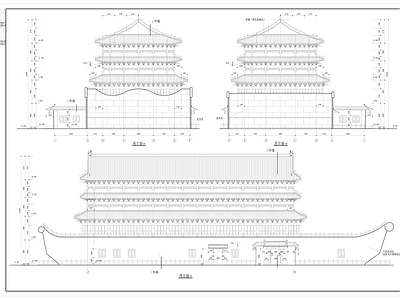 仿古船建筑立面图