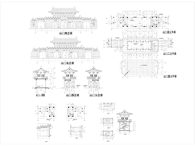 仿古山门建筑 施工图