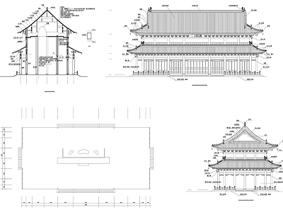 古建筑大雄宝殿建筑立面图