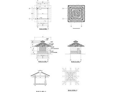 36 茅亭建筑平立面图