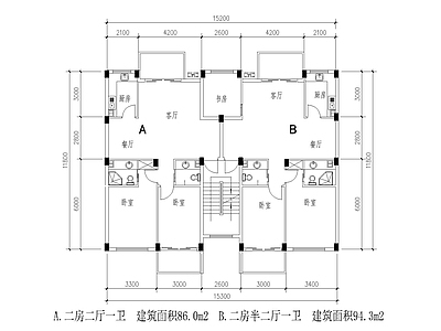 现代多层住宅户型图