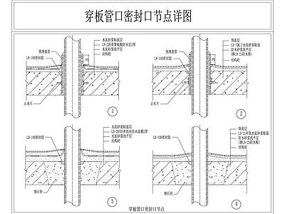 穿板管口密封口节点 施工图