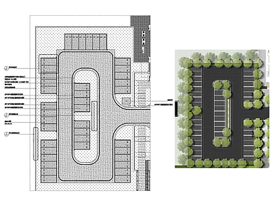 现代停车场 效果图 施工图 户外