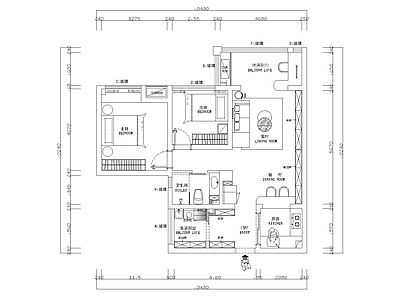 90m²家装住宅平面图  两室一厅 平层