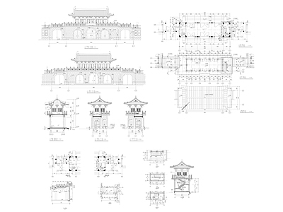 寺庙仿古山门建筑 施工图