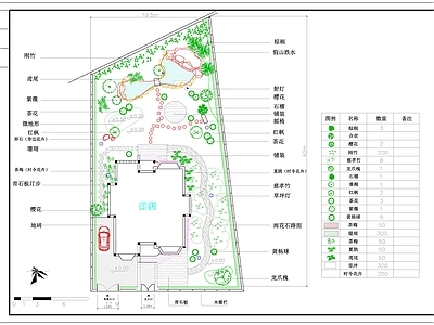 现代别墅庭院小花园景观平面图 施工图