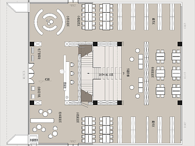 900m² 2层文化阅读室图书馆 效果图 施工图