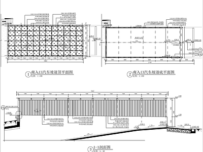 现代地下车库出入廊架大样节点详图 施工图