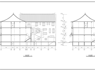 仿古清式三层沿街商铺建筑 施工图