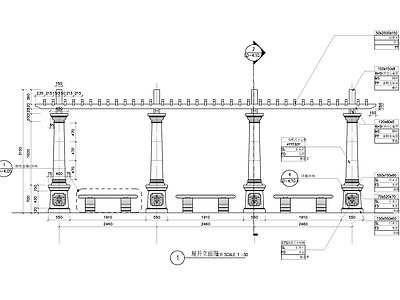 弧形休憩廊架 施工图