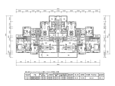 两梯两户户型 施工图 平层