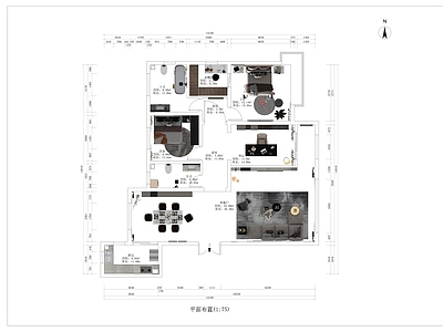 192平米三室两厅家装平面图 平层