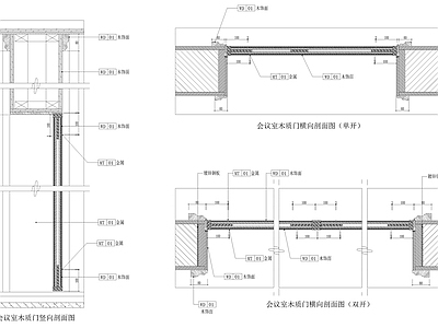 会议室单双开门大样图 施工图 通用节点