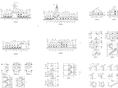 欧式简约简欧建筑方案立面图 施工图