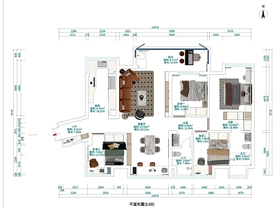 124 48平方米四室两厅两卫家居图纸 施工图