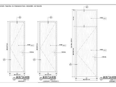 木饰面单开门节点大样图 施工图 通用节点