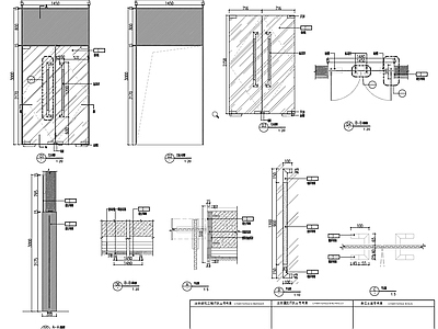 现代玻璃门节点 施工图 通用节点