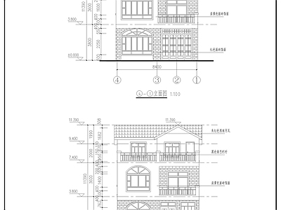 欧式简约三层自建房建筑 施工图