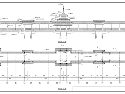 中式民族风情区 风雨桥建筑图 施工图