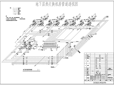 地下层热交换机房管道平面 施工图