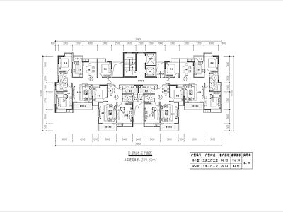 一梯四户高层住宅平面 施工图 平层