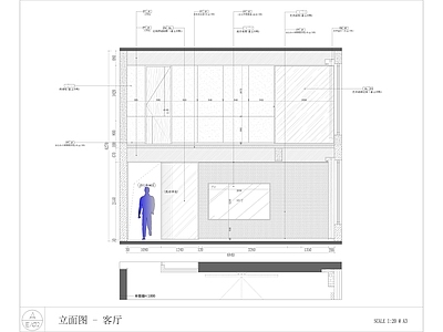 现代复式客厅室内 施工图