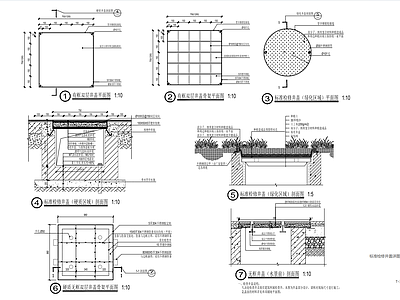标准检修井盖地面节点 施工图