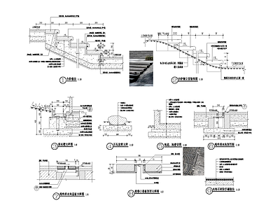 现代台阶排水沟节点 效果图 施工图