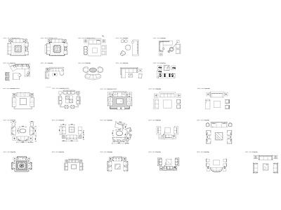 现代简约沙发 大型多人坐组合平面图库 图块 图集 施工图