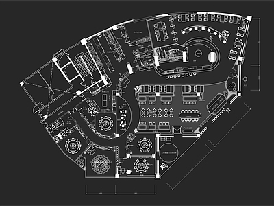 800㎡咖啡酒吧平面布局图 施工图