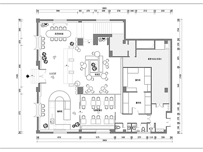 现代风综合餐厅平面图 施工图