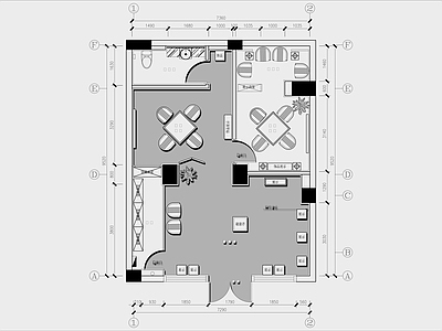 70㎡红酒销售店平面布局图 施工图