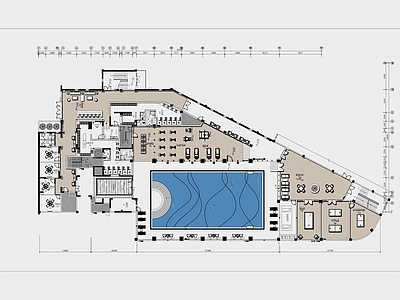 2000㎡健身游泳会所平面布置图 施工图