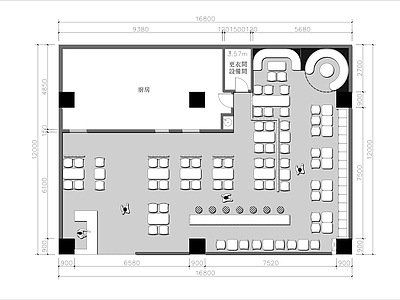 200㎡快餐店平面布置图 施工图