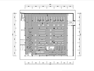 2000㎡精品超市平面布置图 施工图