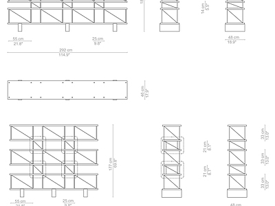 国外书架置物架储物架 施工图