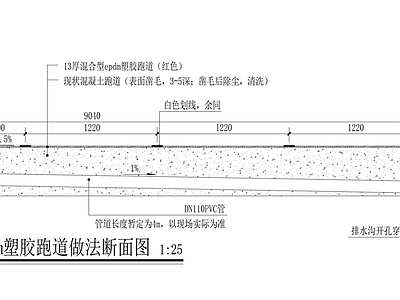 400m塑胶跑道做法断面 施工图