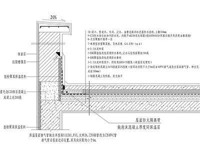 女儿墙外保温及倒置式屋面保温节点 施工图 建筑通用节点