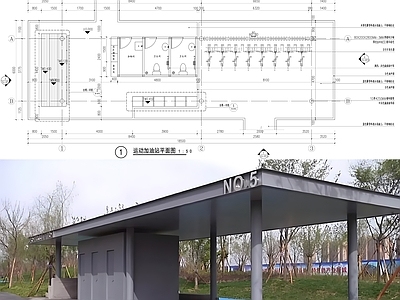 公园运动加油站建筑 施工图