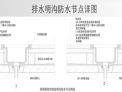 排水明沟防水节点 施工图