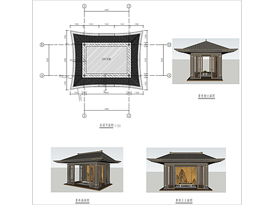 新中式木结构景观亭大样详图 施工图