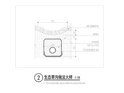 生态草沟做法大样 施工图