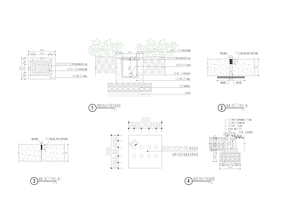 绿化铺装双层井盖及雨水沟做法详图 施工图