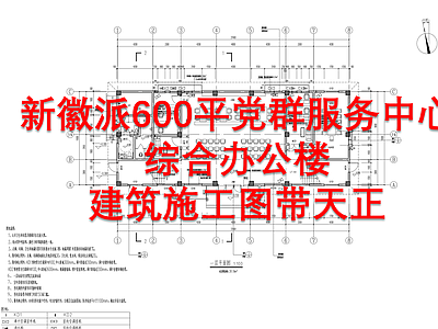 新徽派600平党群服务中心综合办公楼建筑 施工图