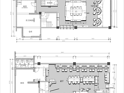 350㎡两层特色餐厅平面布置图 施工图