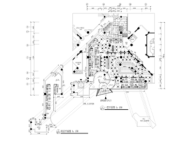 950㎡ 酒吧会所平面 施工图