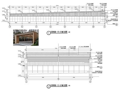 现代出库入口廊架景观 施工图