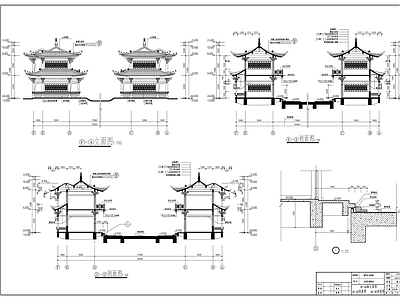 仿古廊桥建筑 施工图